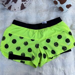 Nike Women's Bright Green Polka Dot Athletic Shorts